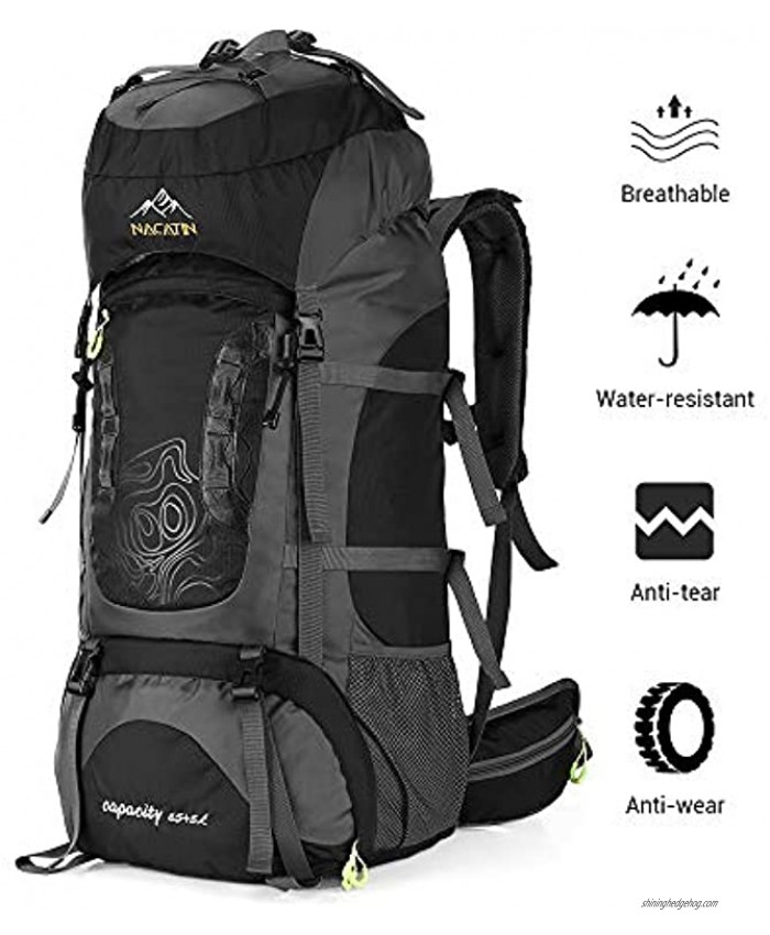 NACATIN Internal Frame 70L Backpack Water-Resistant Hiking Daypack Backpacks