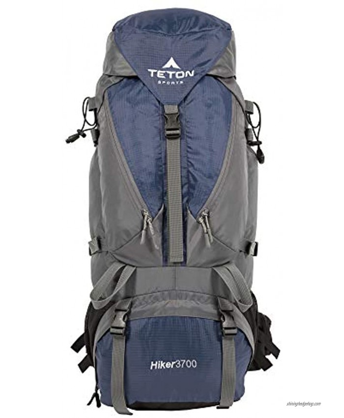 TETON Sports Hiker 3700 Ultralight Internal Frame Backpack – Not Your Basic Backpack; High-Performance Backpack for Hiking Camping Travel and Outdoor Activities; Sewn-in Rain Cover; Navy ,33" x 15.5" x 12.5"