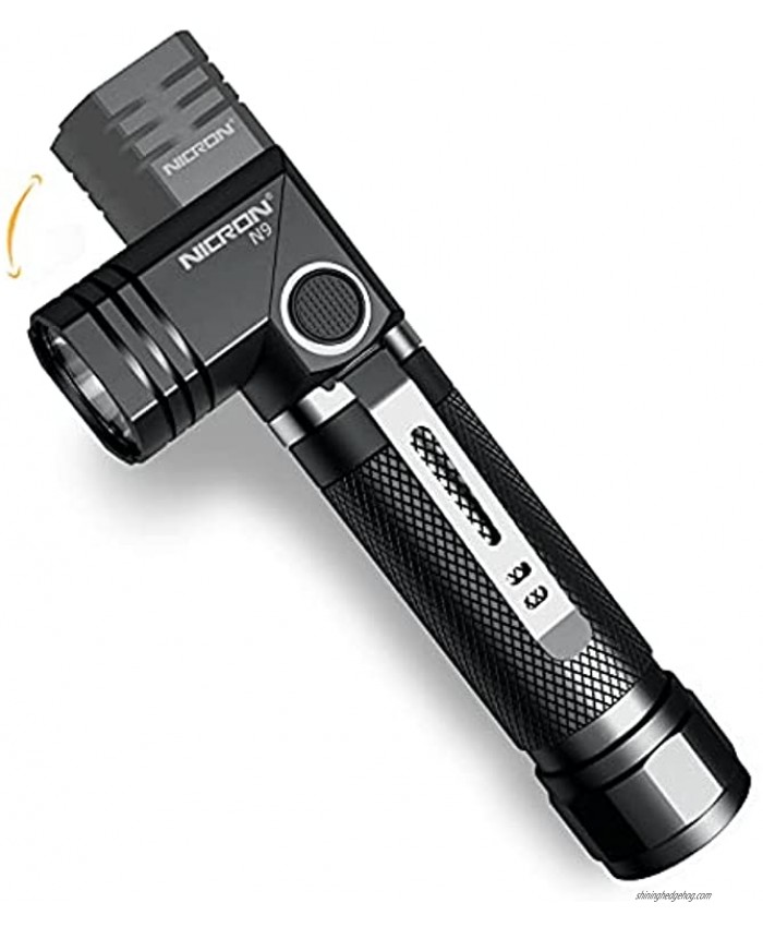 Flashlight,18650 flash light NICRON N9,6 mode Super Bright LED 1000 lumen,90 Degree Rotate,magnet tail,IP65 Waterproof for Outdoor,Camping,Everyday Home useNot Including Battery