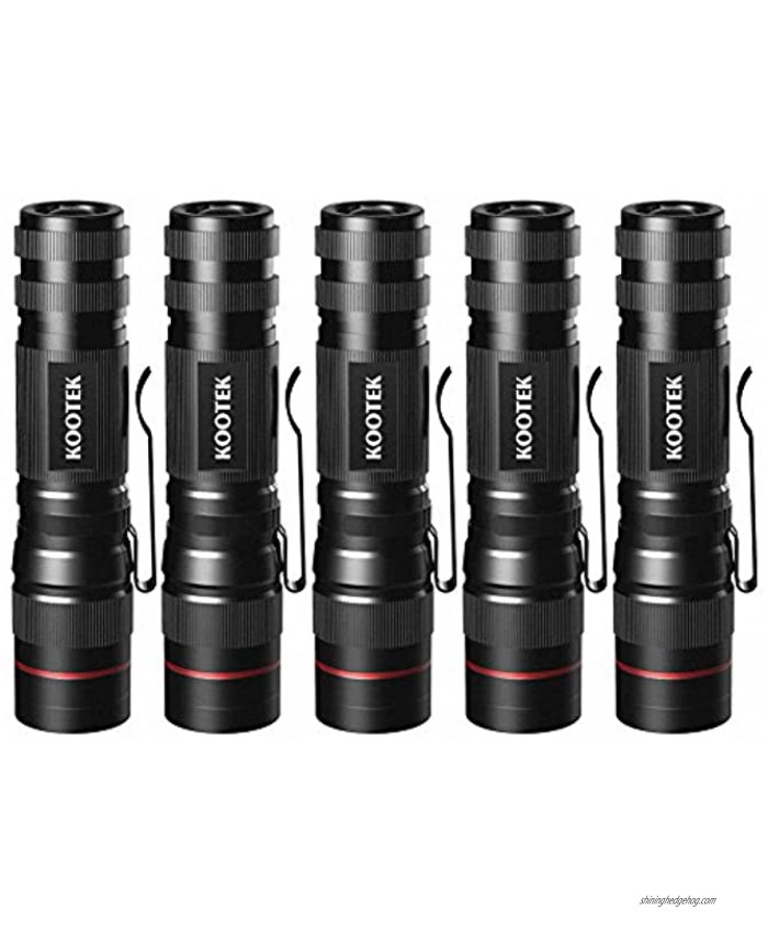 Kootek 5 Pack Super Mini Flashlights LED Waterproof Zoomable Bright Flashlight for Kids Child Outdoor Hiking Biking Camping Cycling Emergency Light 0.83 Inch Wide