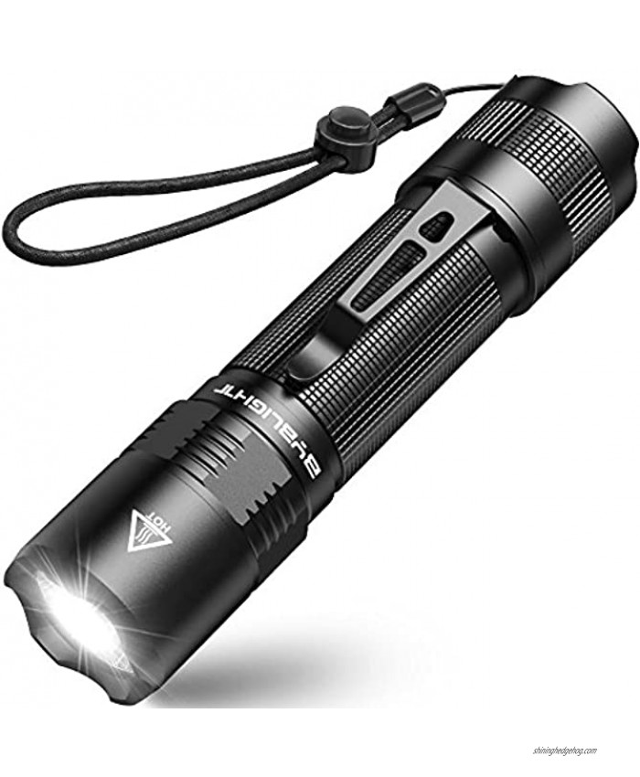 Rechargeable Flashlight BYB F18 LED Tactical Flashlight 800 Lumens Super Bright Pocket-Sized CREE LED Torch with Clip IP67 Water Resistant 5 Modes for Camping Hiking Emergency & EDC Black