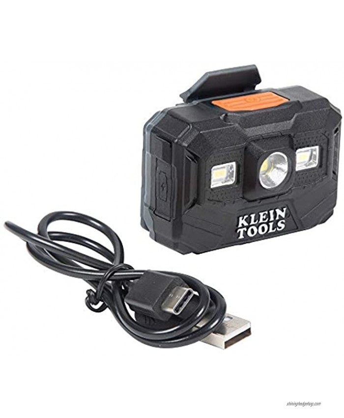 Klein Tools 56062 Rechargeable Headlamp and Worklight LED Headlight for Klein Hardhats 300 Lumen All-Day Runtime 3 Modes HIGH LOW BOOST