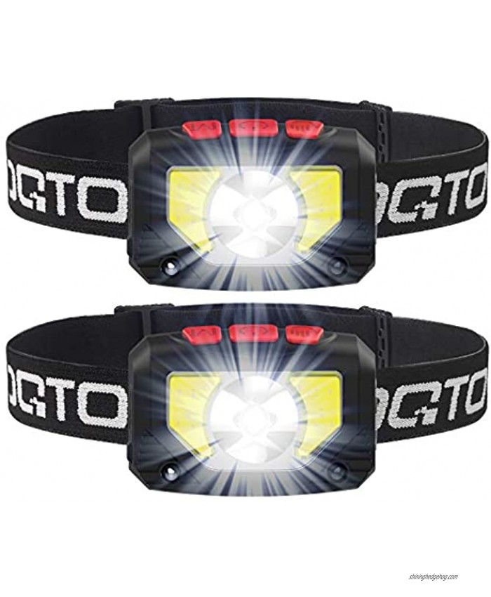 OQTO LED Headlamp Flashlight 1000 Lumens USB Rechargeable Headlight 8 Modes with Motion Sensor Head Lamp Waterproof LED Head Lights for Camping Hiking Running Working and More Pack of 2