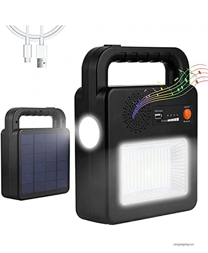 CANMEIJIA Solar LED Camping Lantern with Bluetooth Speaker 6000mAh Power Bank 6000LM 5 Lights Modes Flashlight Floodlight Warning Light All-in-one Solar & USB Rechargeable Handheld Lantern