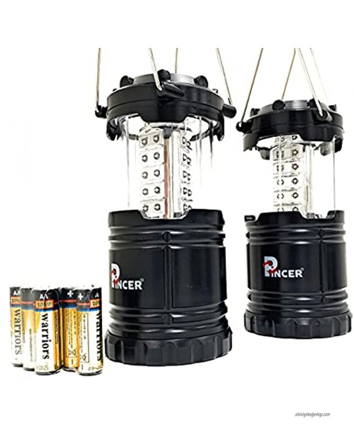 Pincer 2-Pack LED Camping Lantern Portable Flashlight Lantern for Camping and Hiking Supplies Hurricane Survival Emergency Kit Battery Operated Lamps for Home or Outdoor Use Batteries Included