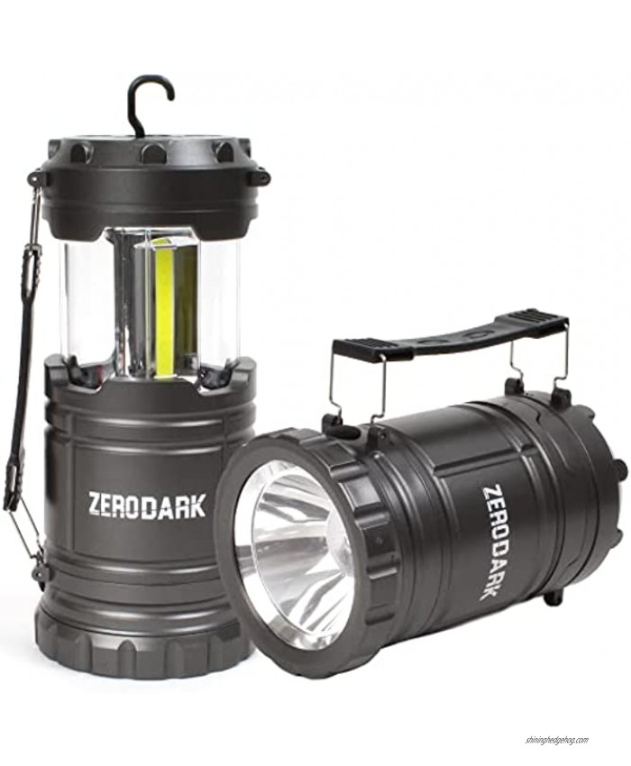 ZeroDark LED Lantern Flashlight Battery Operated Lantern Combo 2 in 1 Camping Flashlight Collapsible Batteries Included 3x AA for Power Outage Emergency Outdoor Camping Lights
