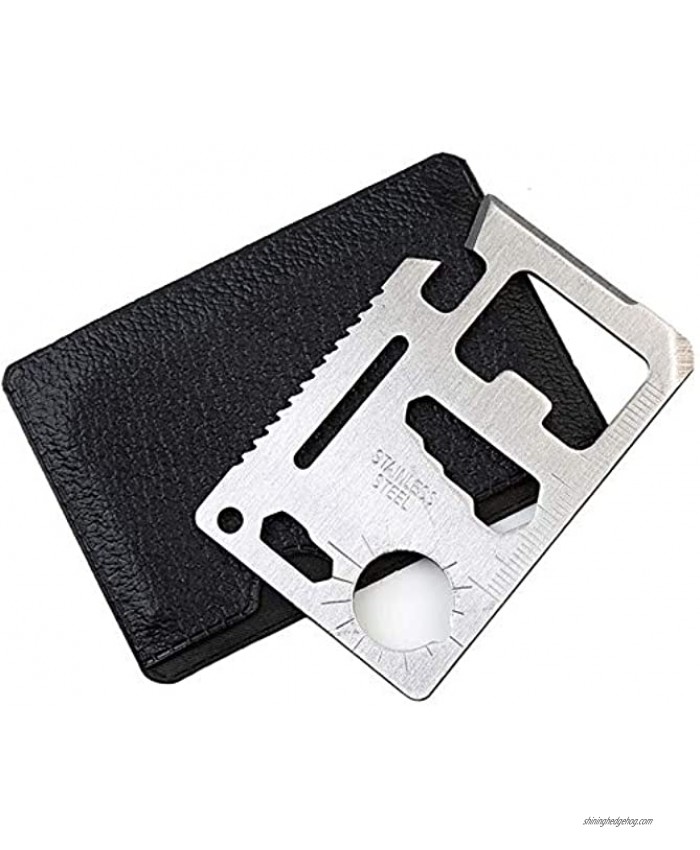 Multi Survival Tool 11 in 1 Stainless Steel Credit Card Survival Tool for Can and Beer Bottle Opener DIY Screwdriver Blades Knife Keychain Camping