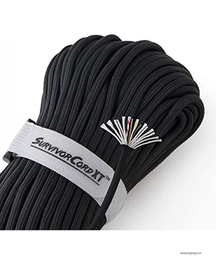 1,000 LB SurvivorCord XT | 100 FEET | Patented Military Type IV 750 Paracord Parachute Cord 7 32 Diameter with Integrated Kevlar Thread Braided Fishing Line and Waterproof Fire Tinder.