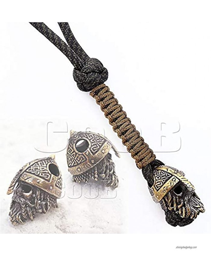 Awesome EDC Paracord Knife Lanyard Viking Skull with Metal Hand Casted Paracord Bead Beads Charms for Paracord Lanyards for Knives Viking Skull