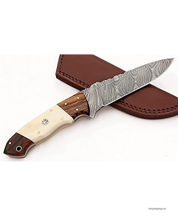Handmade Damascus Steel Fixed Blade Skinning Hunting Knife With Sheath Best Edc Survival Camping Outdoor Knives For men 2709