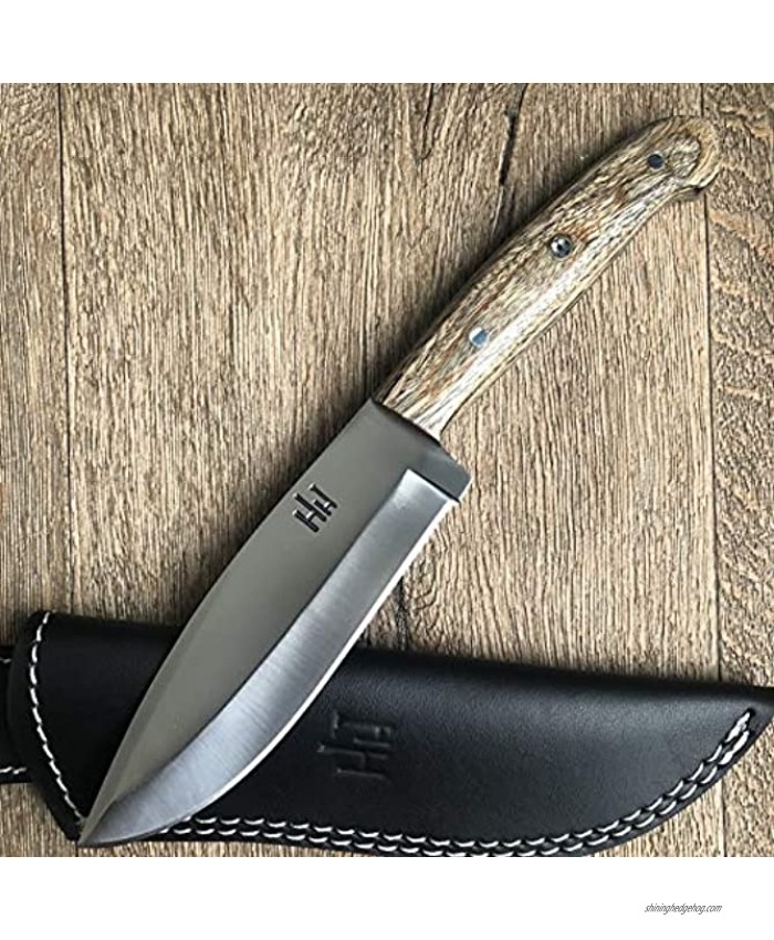 Hobby Hut HH 316 Custom Handmade 10.5 inches 420C Stainless Steel Hunting Knife with Sheath Fixed Blade Knife Micarta Handle Designed for Hunting Camping and Survival