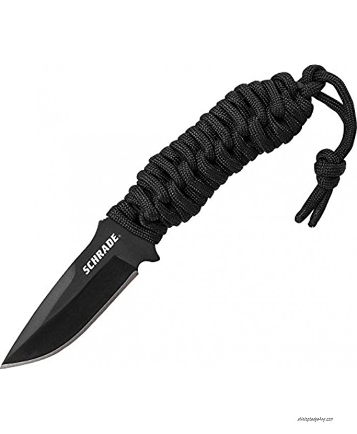 Schrade SCHF46 6in High Carbon S.S. Full Tang Neck Knife with 2.4in Drop Point Blade and 550 Paracord Handle for Outdoor Survival Tactical and EDC