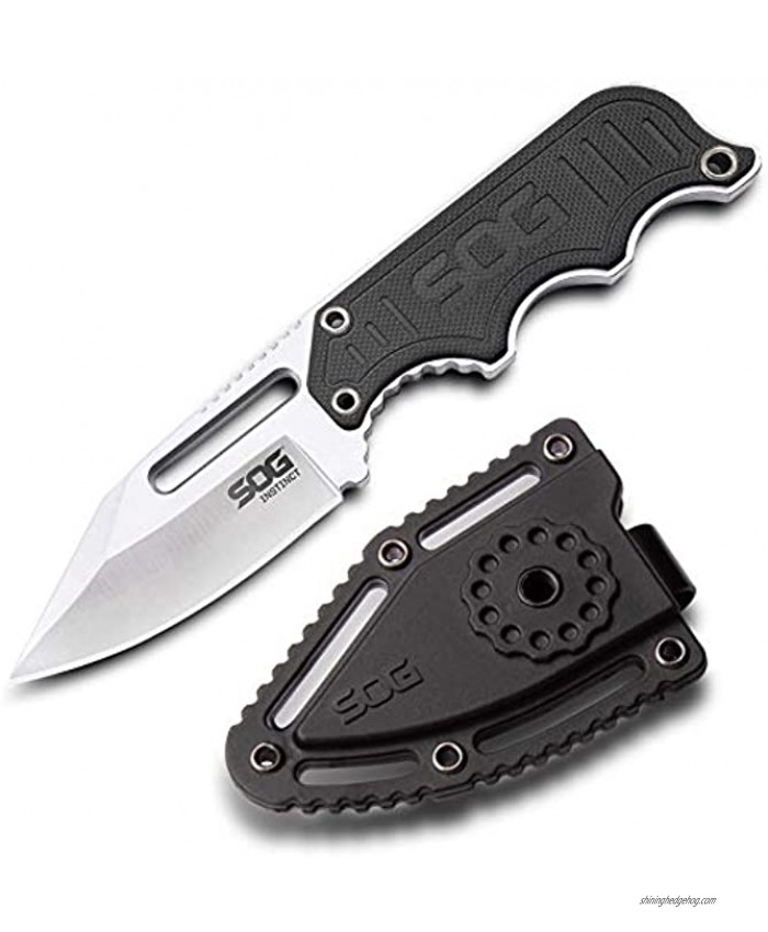 SOG Small Fixed Blade Knife Instinct Boot Knife EDC Knife Neck Knife 2.3 Inch Full Tang Blade w  Knife Sheath and Clip 4in. x 1in. x 8.5in. NB1012-CP