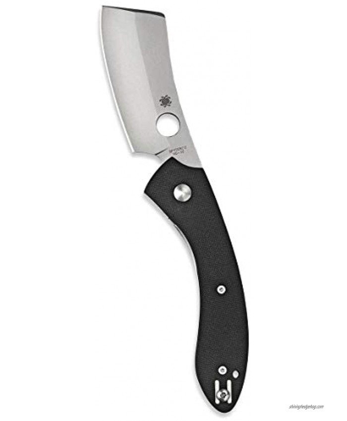Spyderco Roc Specialty Folding Knife with 3.10 VG-10 Stainless Steel Cleaver Style Blade and Black Textured G-10 Handle PlainEdge C177GP
