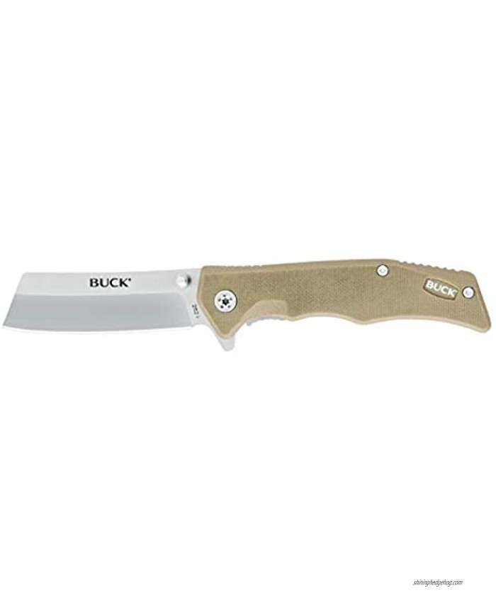 Buck Knives 252 Trunk Folding Liner Lock Pocket Knife Cleaver Blade Tan