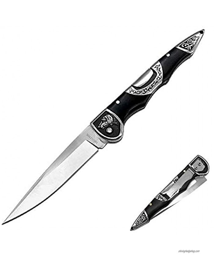 Stainless Steel Foldable Knife with Back-lock Dog Bolsters Slim Pocket Knife for Camping Hiking