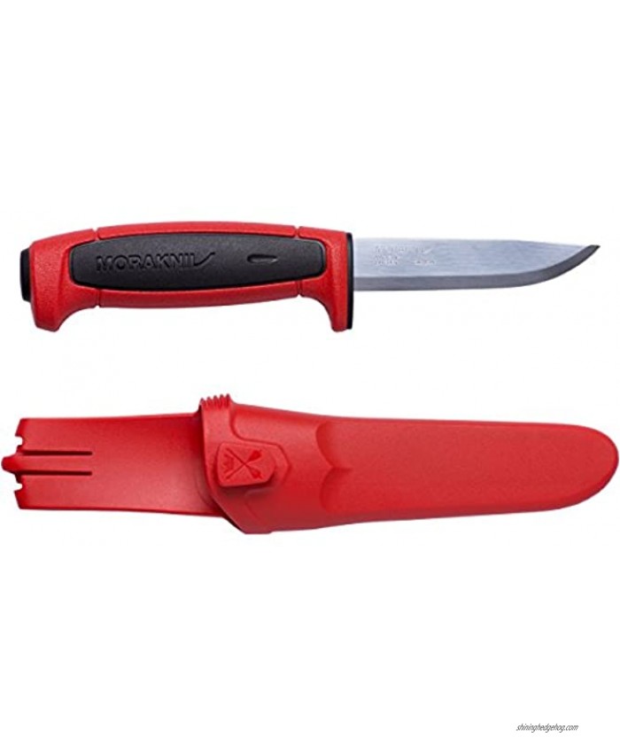 Morakniv Craftline Basic 511 High Carbon Steel Fixed Blade Utility Knife and Combi-Sheath 3.6-Inch Blade Red and Black One Size M-12772