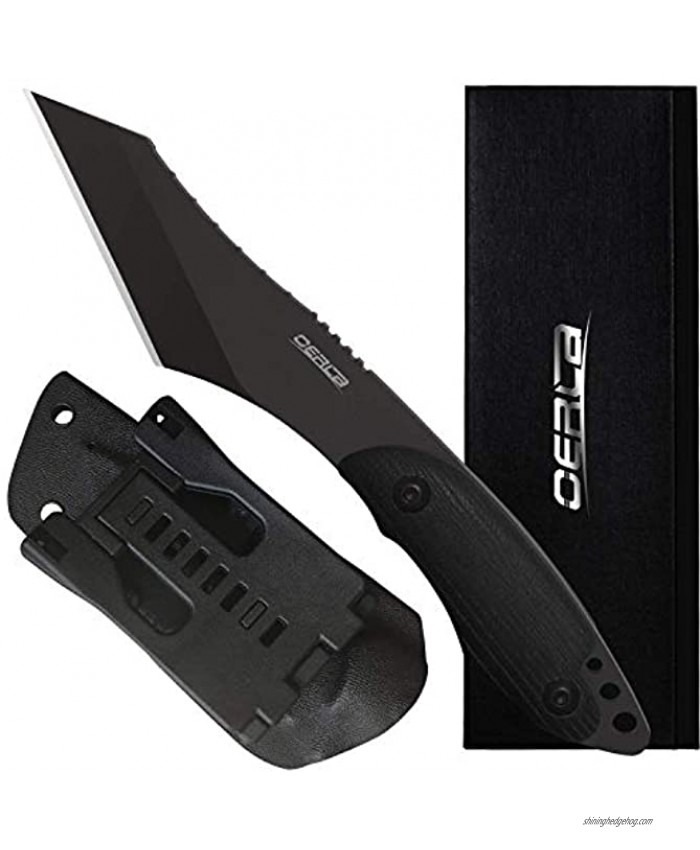 Oerla TAC OL-0022P Python Fixed Blade Outdoor Duty Straight Knife Full Tang 420HC Stainless Steel Field Knife Camping Knife with G10 Handle Waist Clip EDC Kydex Sheath Black