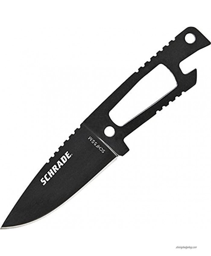 Schrade SCHF5SM 4.3in S.S. Full Tang Mini Neck Knife with 2.1in Drop Point Blade Skeleton Handle and Bottle Opener for Outdoor Survival Tactical and EDC