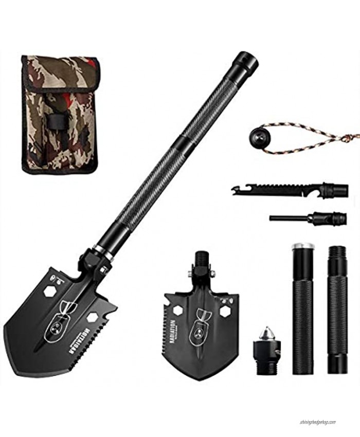 HX Outdoors Portable Folding Shovel Military Survival Shovel Multitool 18.7 Inch Foldable Tactical Shovel Camping Shovel with Collapsible Spade for Backpacking Trenching Hiking Car Emergency