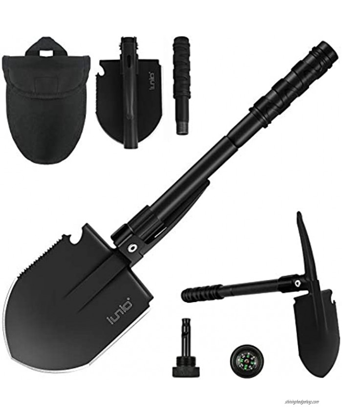 iunio Folding Shovel Portable Camping Shovel Multitool Foldable Entrenching Tool  Collapsible Spade for Backpacking Army,Trenching Hiking Survival Car Emergency