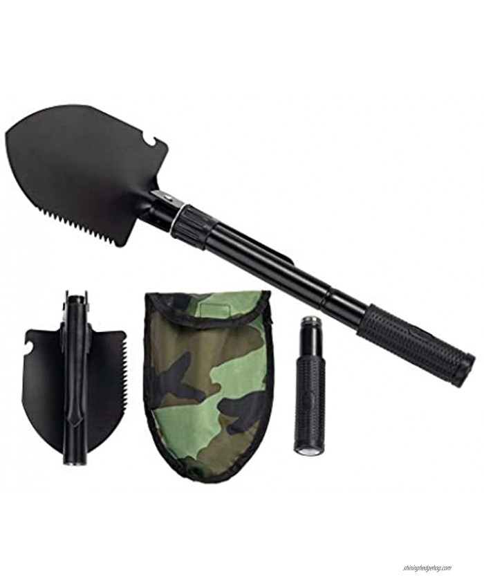 Jipemtra Gardening Folding Shovel Military Camping Shovel Survival Gear Entrenching Tool with Carrying Pouch Metal Handle for Camping Trekking Gardening Fishing Backpacking Snow