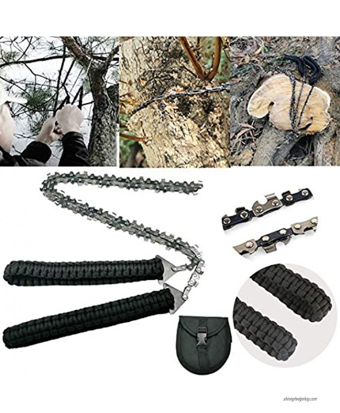 36 Inch Pocket Chainsaw 48 Teeth Blade Fast Cutting with Paracord Handle Survival Camping Saw 48 Bi-Directional Hand Chain Saw Survival Gear for Camping,Hunting,Backpacking