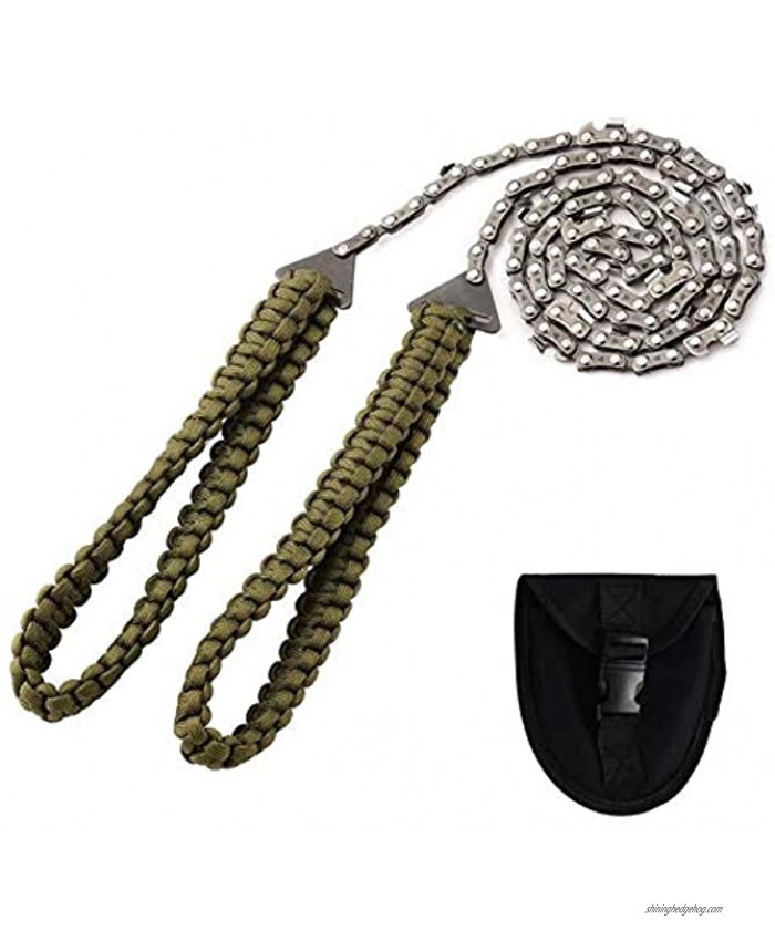 Pocket Chainsaw with Paracord Handle Emergency Outdoor Survival Gear Folding Chain Hand Saw with Carry Pouch for Camping Hunting Tree Cutting Hiking Backpacking 36inch-16teeth
