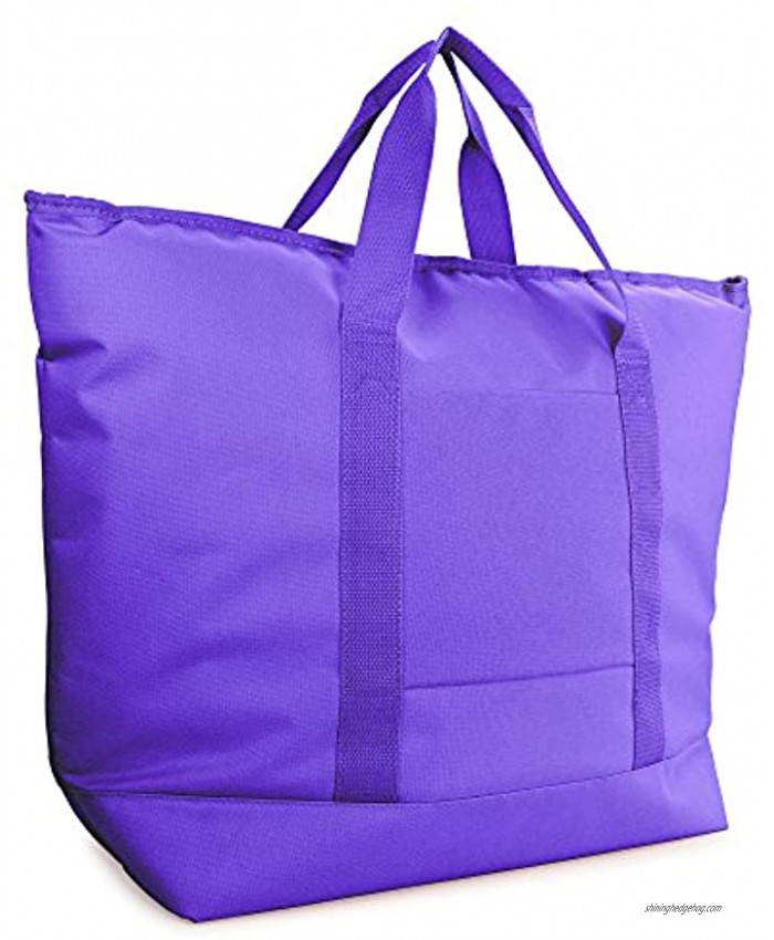 DALIX 25 Large Insulated Tote Cooler Bag w Zipper in Purple