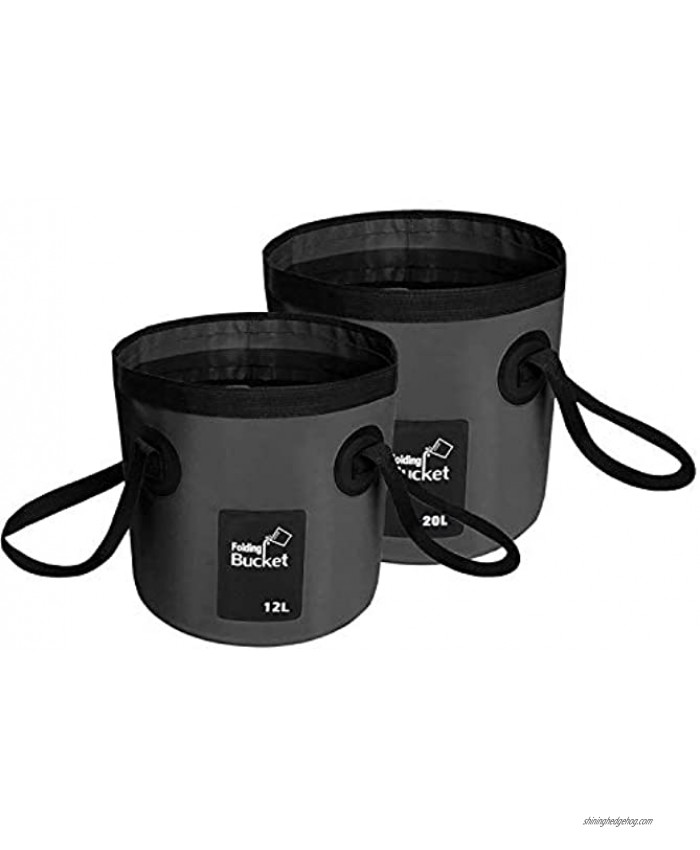 2 Pack Portable Collapsible Bucket,Multifunctional Folding Bucket Water Container Wash Basin for Camping Hiking,Travelling Fishing,Car Washing,Gardening 5 Gallon&3 Gallon