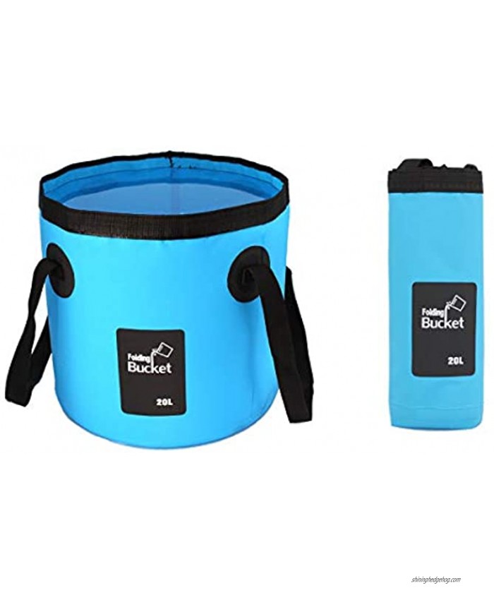 GoldPaddy Collapsible Bucket,Camping Water Storage Container 5 Gallon20L Portable Folding Bucket Wash Basin for Traveling Hiking Fishing Boating Gardening-Blue