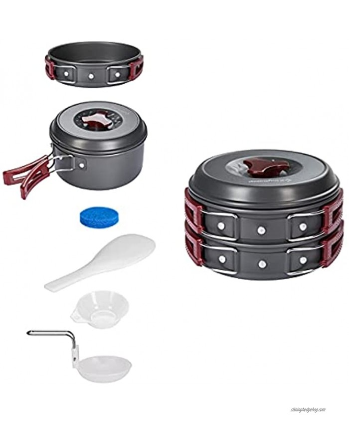 KingCamp 17 8 Pcs Camping Cookware Cooking Set Hard-Anodized Aluminum Camping Pots and Pans Set with Tableware Foldable Camping Mess Kit for Outdoor Backpacking Hiking and Picnic