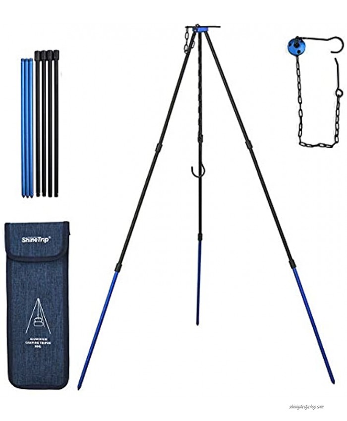 ZHI Camping Tripod Camp Tripod Adjustable Camp Tripod Camping Bonfire Hanging Pot Bracket Used to Keep The Pot on an Open Flame Can be Used with Rocky Dutch Oven Camping Oven or Kettle