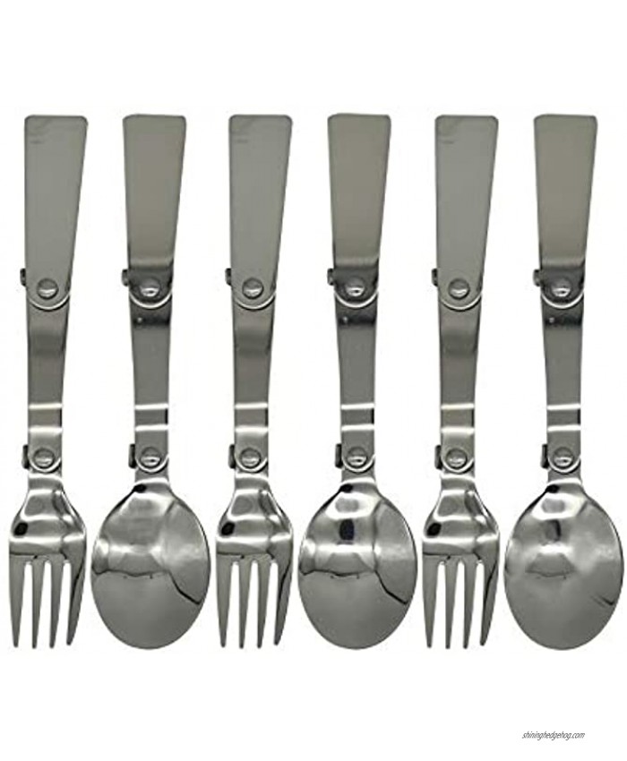 Maydahui 6PCS Foldable Spoon Fork Portable Camping Cutlery SUS 18 8（304）Stainless Steel Multi-Functional Folding Fruit Forks for Travel Outdoors Tableware Hiking Survival Camping