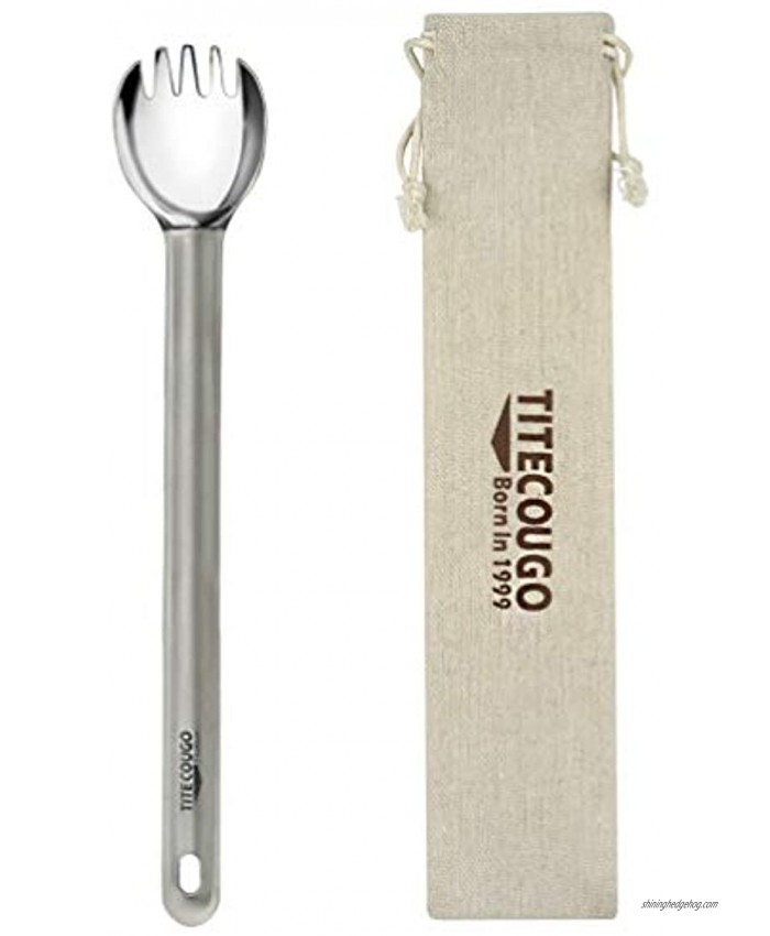 TITECOUGO Multifunctional Outdoor Pure Titanium Tableware Spork Spoon and Fork