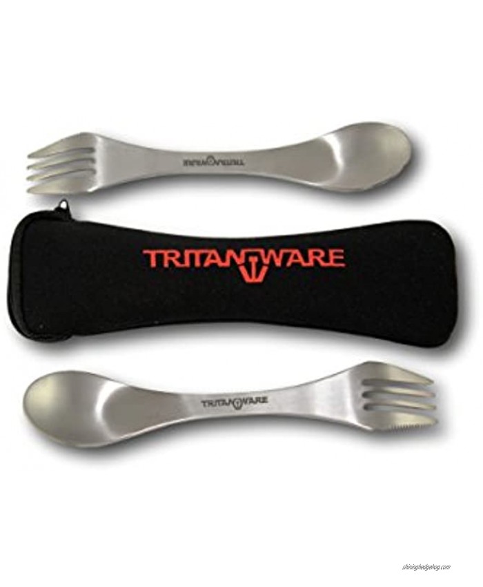 TRITANWARE- Titanium Sporks with Spork Case- Utensil Case is Compact and Waterproof- Perfect for Camping Backpacking and Any Travel Scenario