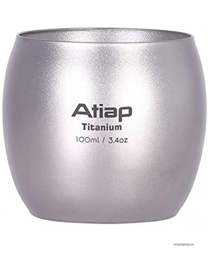 ATiAP Titanium Camping Mug Pot Cup 100ml Titanium Double-Wall Water Tea Cup Wine Coffee Drinking Mug for Outdoor Camping Picnic