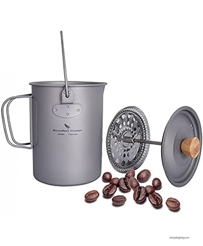 Boundless Voyage Titanium Coffee Cup with Lid 750ml 900ml French Press Pot 25 30 fl oz Camping Mug with Filter Multi-Functional Outdoor Camp Cooking Pot 900ml 30 fl oz