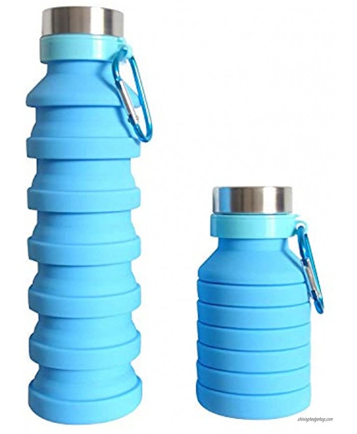 FLARA Collapsible Water Bottle Silicone BPA Free Leakproof Lightweight Portable Foldable Sports Travel Camping Outdoor Water Bottles with Carabiner