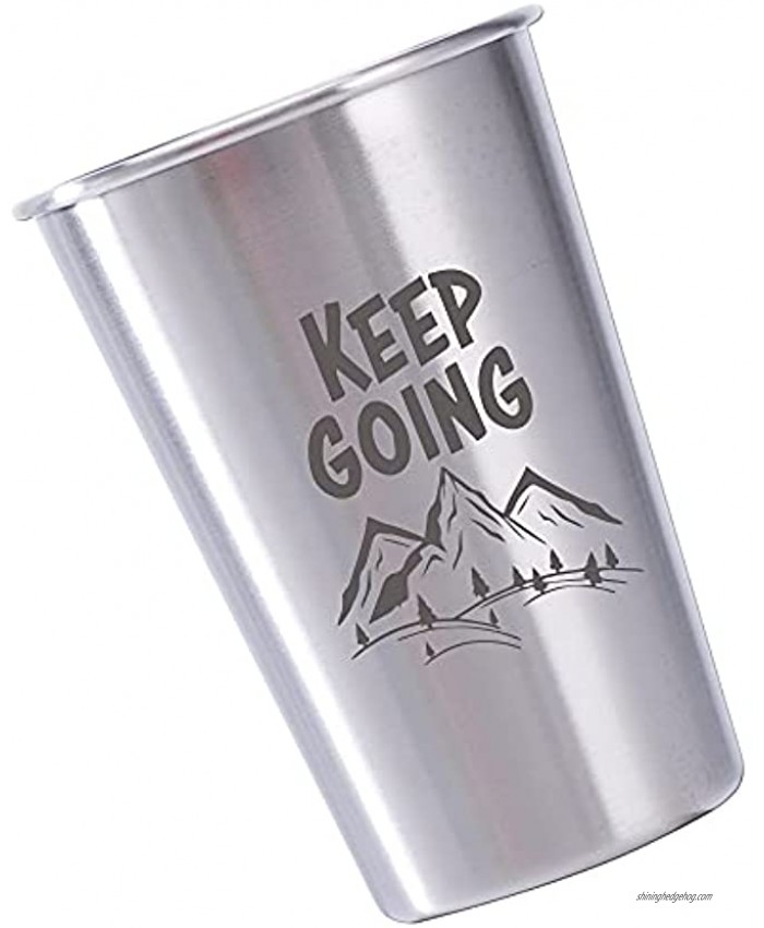 Keep going Funny Stainless Steel Camping Camper Fishing Pint Cup Gift for Outdoorsmen Fishermen Golfers Camping Lover Men PaPa Father,Boyfriend,Husband Birthday Holiday Gifts