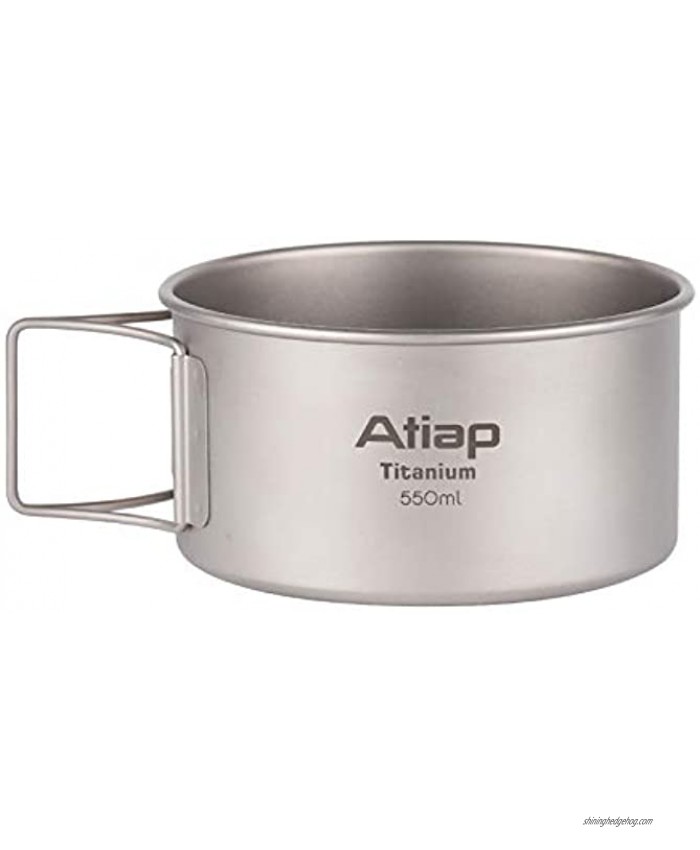 ATiAP Titanium Bowl Pot with Foldable Handle Single-Wall Titanium Cooking Tableware Bowl with Folding Handle for Outdoor Camping Hiking Picnic