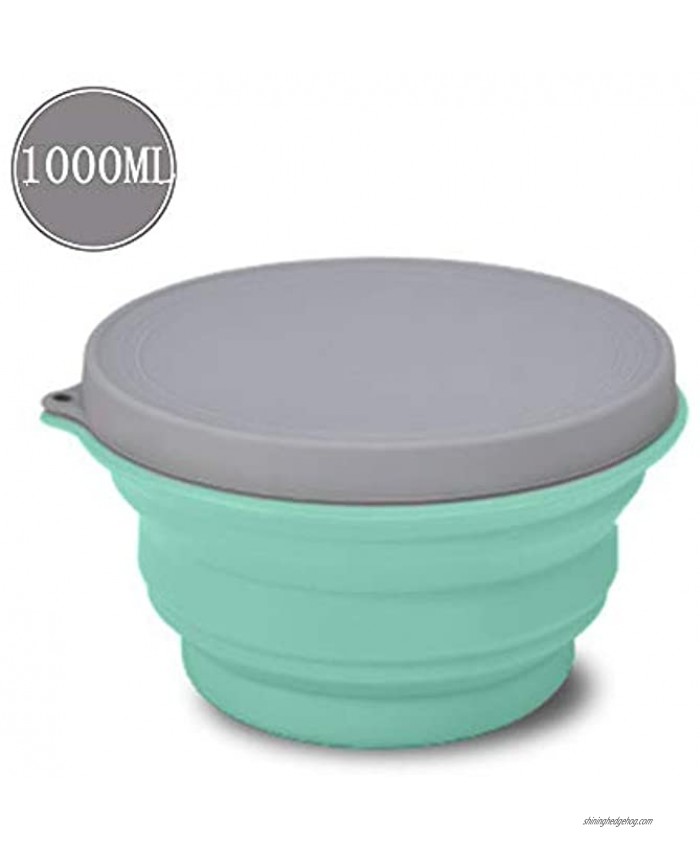 MyMagic 1000ML Collapsible Silicone Bowl with Lid for Outdoor Camping,Travel Hiking and Indoor Home Kitchen Office School Student Microwave Freezer Food-Grade Space-Saving
