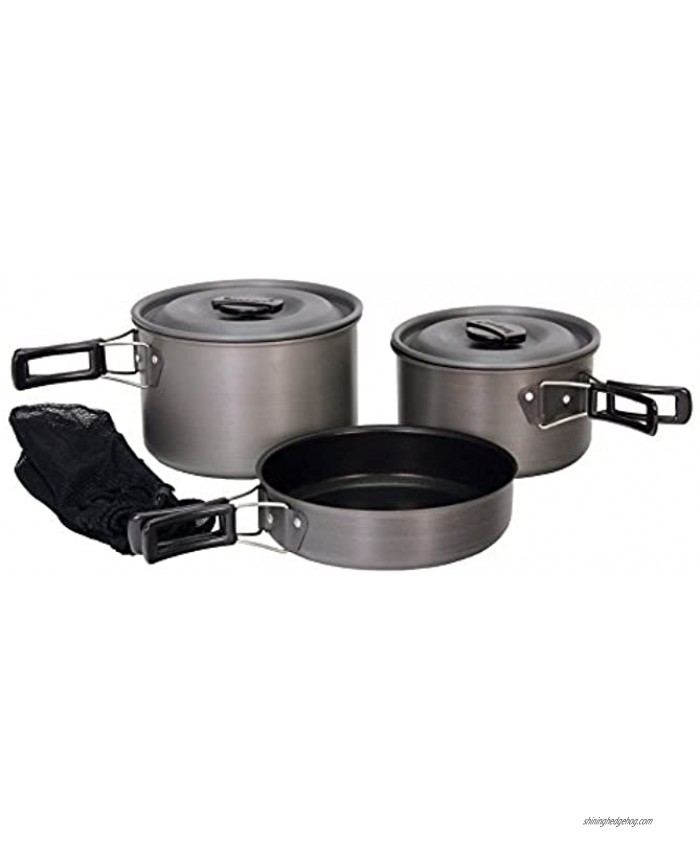 Texsport Black Ice The Scouter 5 pc Hard Anodized Camping Cookware Outdoor Cook Set with Storage Bag  Small