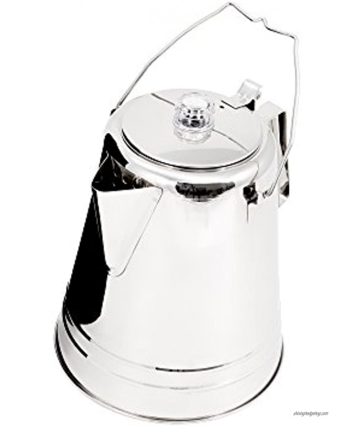 GSI Outdoors Glacier Stainless Steel Percolator Coffee Pot | Ultra-Rugged for Brewing Coffee Over Stove and Fire | Ideal for Group Camping Polished Stainless 8 Cup 65008