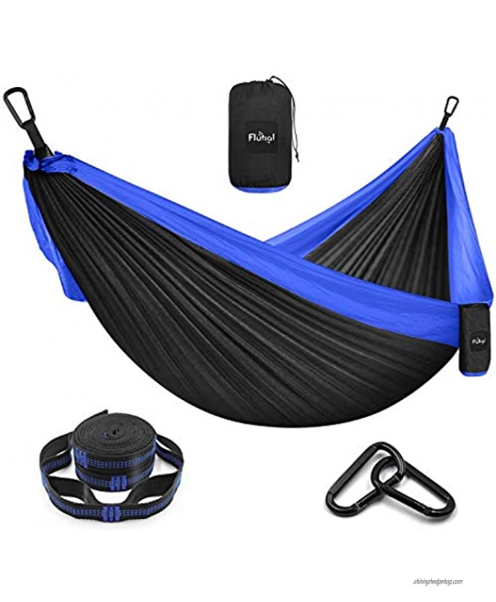 Flutial Camping Hammock Double & Single Portable Hammock with Tree Straps Lightweight Nylon Parachute Hammocks for Indoor Outdoor Backpacking Travel Hiking
