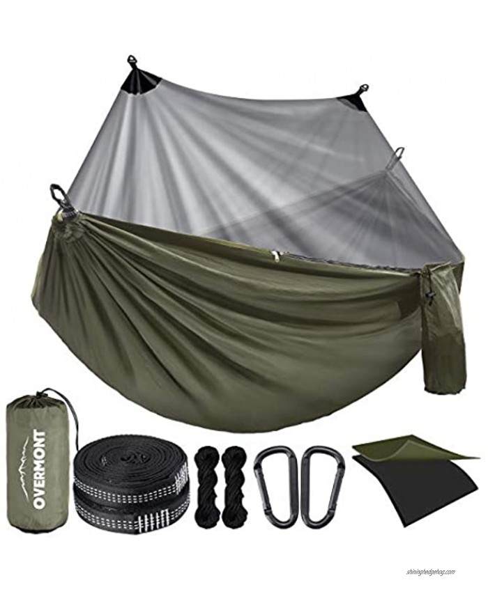 Overmont Camping Hammock with Mosquito Net Double Layer Backpacking Hammock with Bug Netting Lightweight Portable for Outdoors Adventure Hiking Travel with 9.8ft Tree Straps Max Load of 880lbs
