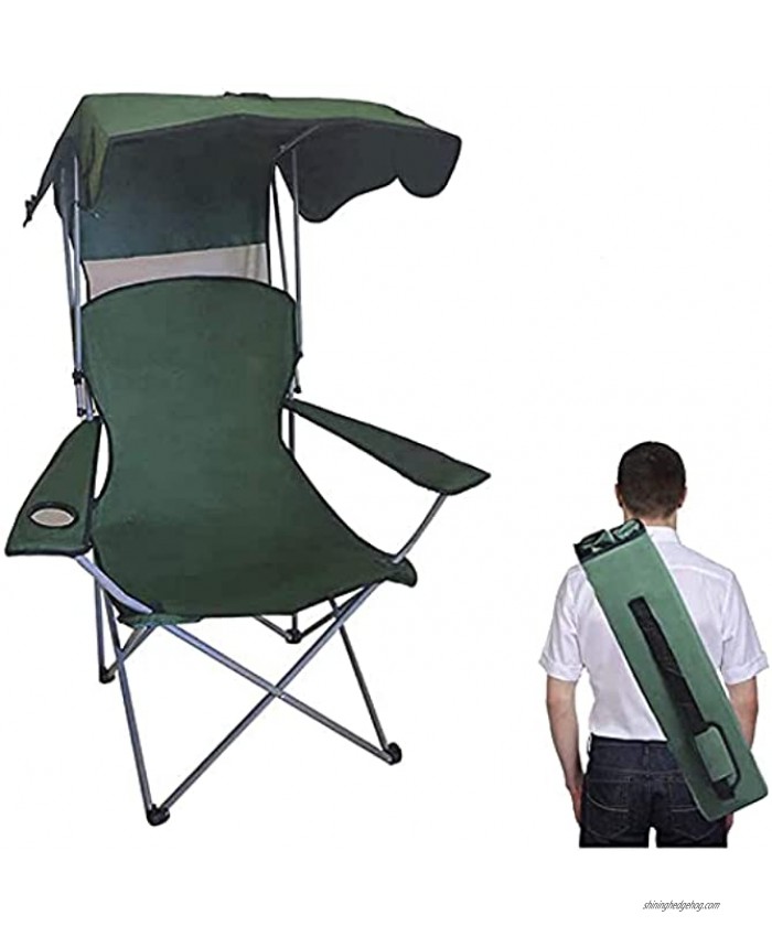 Besthls Camping Chairs Portable Quad Lawn Chair for Adults or Kids Folding Recliner Chair with Shade and Cup Holder Outdoor Events,Bold Steel for Support 400 LBS