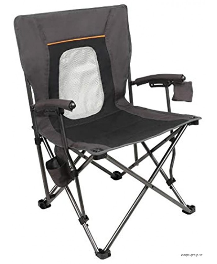 PORTAL Outdoor Quad Folding Camping Chair with Cup Holder Pocket and Hard Armrests Black
