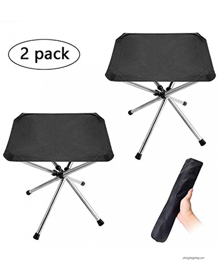 2pack Folding Camping Stool,Portable Fishing Stool&Chair Lightweight 1.4lbs Outdoor Slacker Chair for Backpacking Hiking BBQ Picnic Travel. 220lbs Capacity with Carry Bag