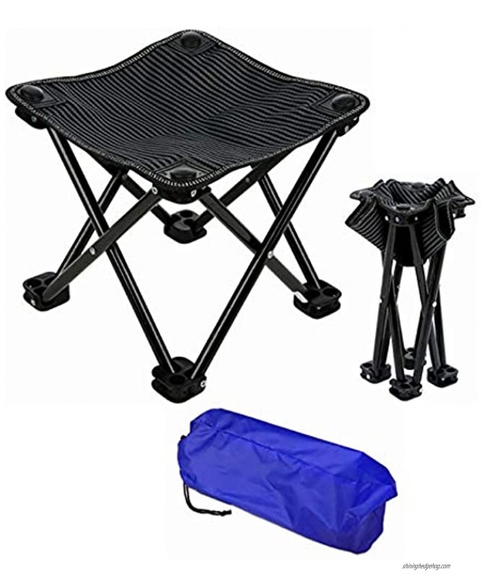 Folding Portable Camping Stool Mini Lightweight Sturdy Collapsible Chair for Camping Fishing Hiking Fishing Travel Beach Picnic with Portable Bag Black